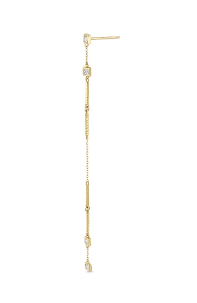 18K Yellow Gold Monaco Natural Diamond Linear Drop Earrings