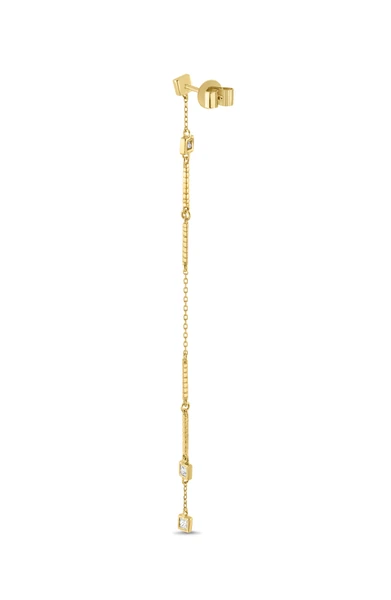 18K Yellow Gold Monaco Natural Diamond Linear Drop Earrings