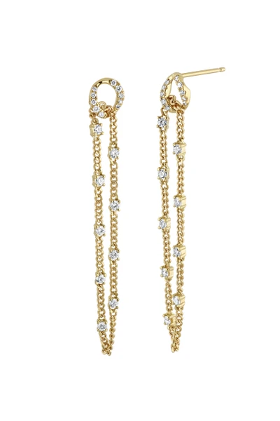 18K Yellow Gold Varda Natural Diamond Chain Drop Earrings