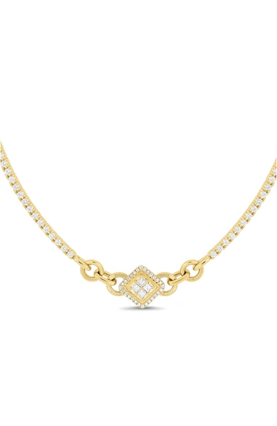 18K Yellow Gold Cleo Natural Diamond Bar Necklace