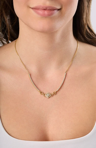 18K Yellow Gold Cleo Natural Diamond Bar Necklace