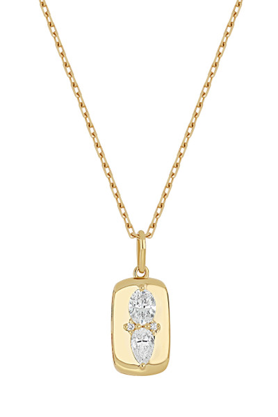 18K Yellow Gold Maya Natural Diamond Dog Tag Pendant Necklace