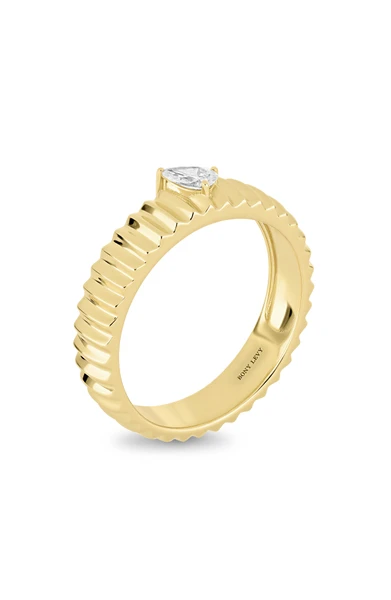 18K Yellow Gold Cleo Natural Diamond Stackable Ring