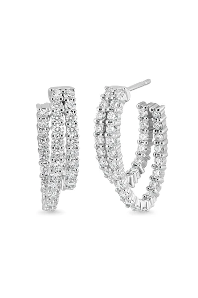 18K White Gold Audrey Natural Diamond Double Hoop Earrings