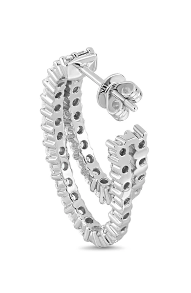 18K White Gold Audrey Natural Diamond Double Hoop Earrings