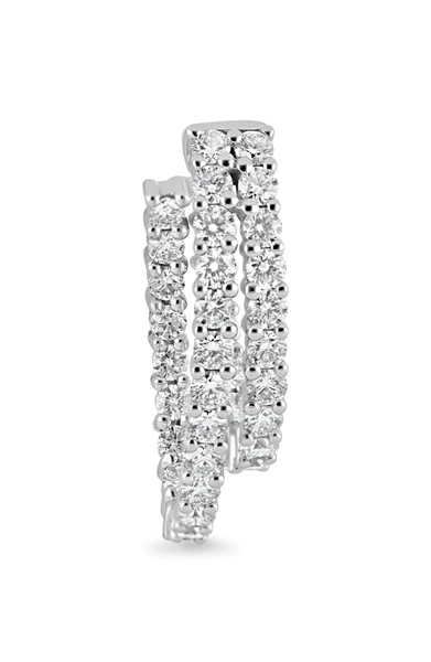 18K White Gold Audrey Natural Diamond Double Hoop Earrings
