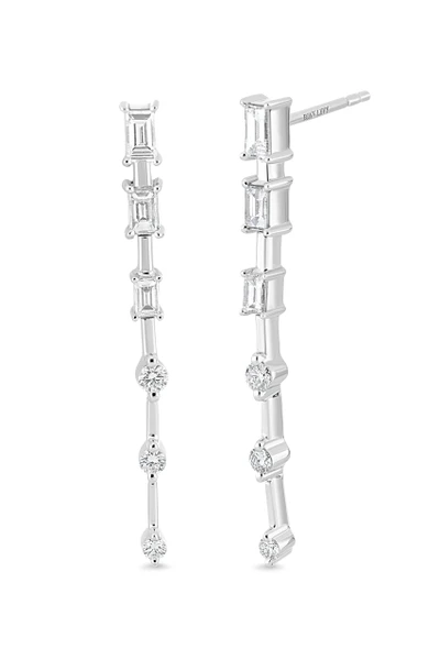 18K White Gold Gatsby Natural Diamond Linear Drop Earrings