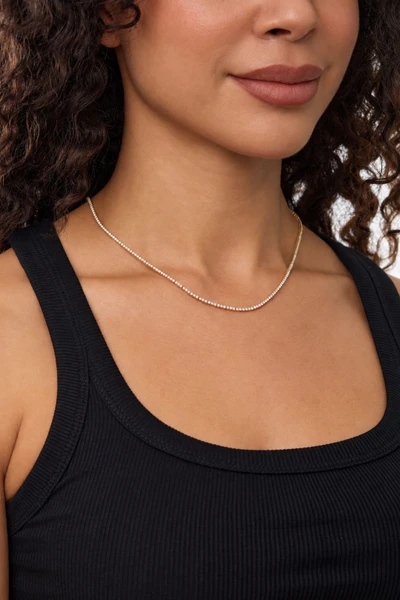 18K Yellow Gold Audrey 3.50ct Natural Diamond Tennis Necklace