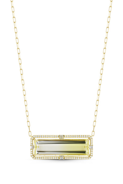 18K Yellow Gold Iris Bi Color Citrine and Natural Diamond Pendant Necklace