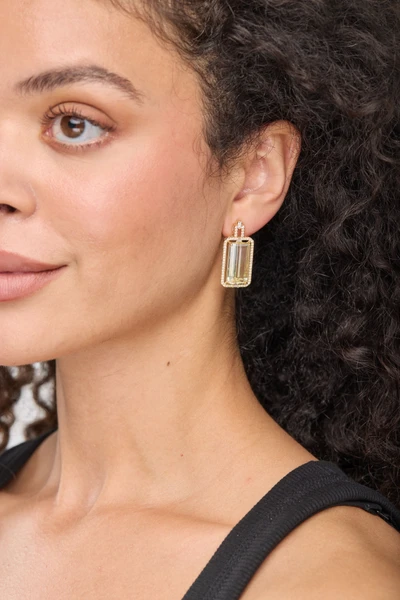 18K Yellow Gold Iris Bi Color Citrine and Natural Diamond Statement Earrings