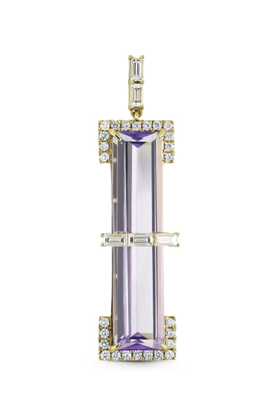 18K Yellow Gold Iris Purple Amethyst and Natural Diamond Drop Earrings