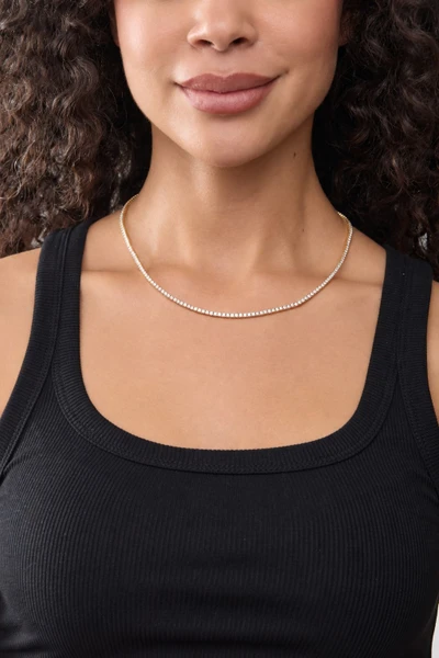 18K Yellow Gold Audrey 8.00ct Natural Diamond Tennis Necklace
