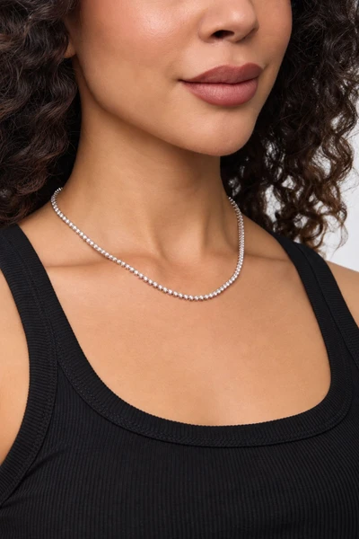 18K White Gold Audrey 6.00ct Natural Diamond Tennis Necklace