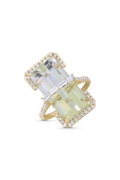 18K Yellow Gold Iris Bi Color Citrine and Natural Diamond Statement Ring