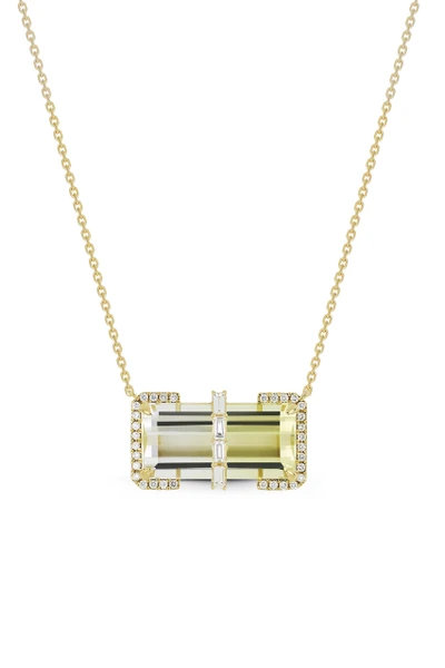 18K Iris Bi Color Citrine and Natural Diamond Pendant Necklace
