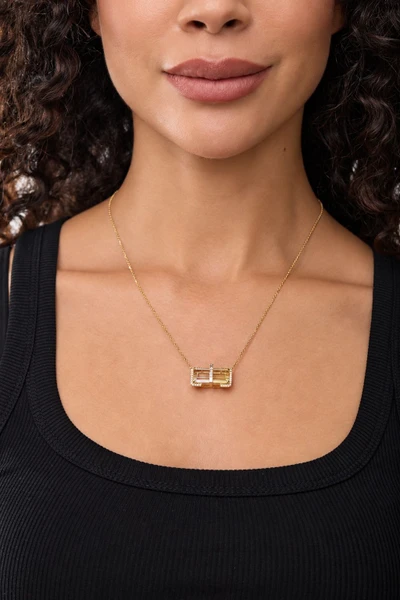 18K Iris Bi Color Citrine and Natural Diamond Pendant Necklace