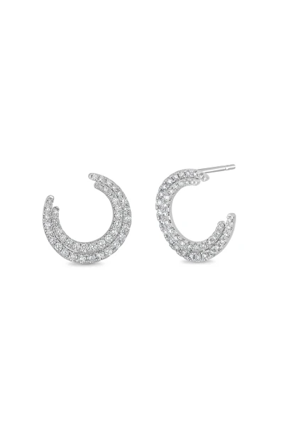 18K White Gold Bardot Natural Diamond Wrap Stud Earrings