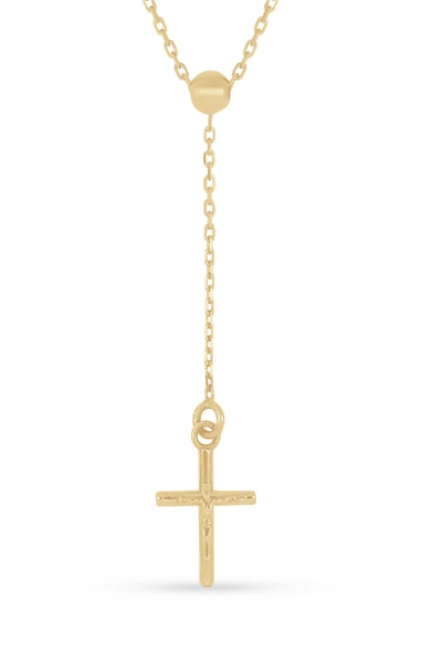 14K Yellow Gold Cross Y Necklace