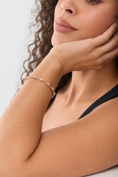 18K Yellow Gold Mika Natural Diamond Flex Cuff Bracelet