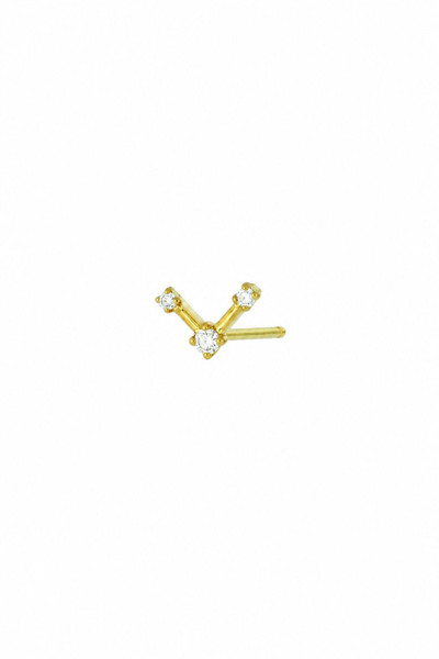 18K  Yellow Gold Aviva Natural Diamond Single Stud Earrings