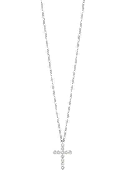 18K White Gold Audrey Natural Diamond Cross Pendant Necklace
