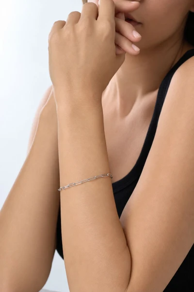 14K White Gold Ofira Rectangular Chain Bracelet