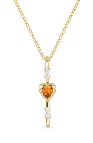 18K Yellow Gold Iris Citrine and Natural Diamond Pendant Necklace
