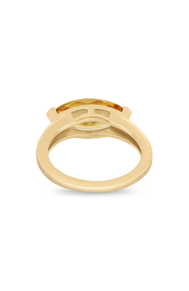 14K Yellow Gold Orange Citrine Marquise Statement Ring