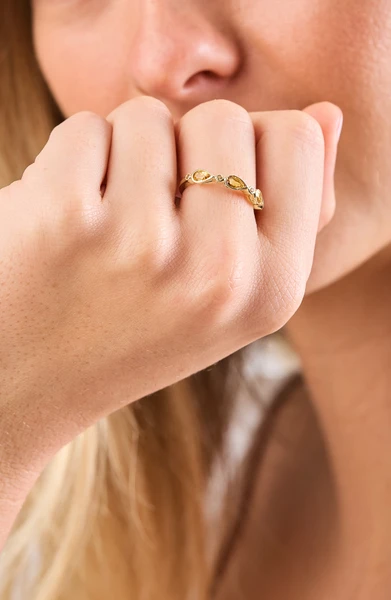 14K Yellow Gold Citrine Stackable Ring
