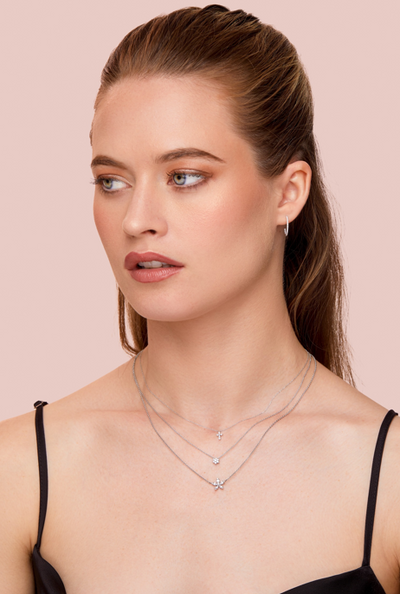 18K White Gold Natural Diamond Liora Cross Pendant Necklace