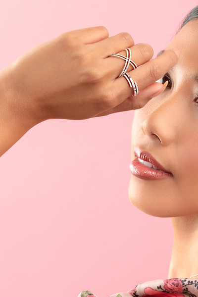 18K White Gold Natural Diamond Bony Levy Crossover Ring