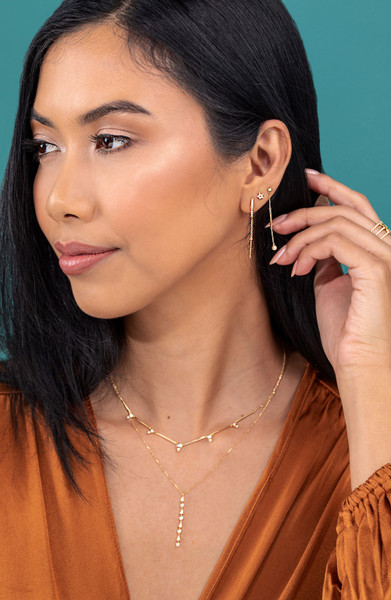 18K Yellow Gold Diamond Aviva Drop Earrings