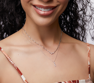 18K White Gold Diamond Florentine Pendant Necklace 