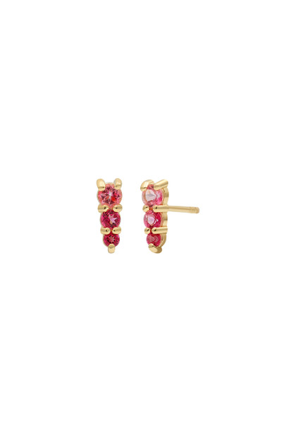 14K Yellow Gold Bony Levy Pink Topaz Stud Earrings