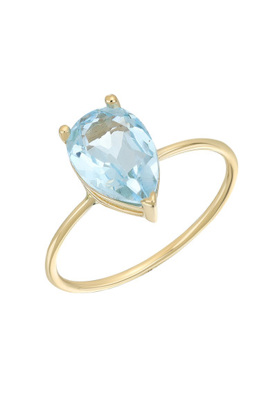 14K Yellow Gold Bony Levy Color Blue Topaz Statement Ring