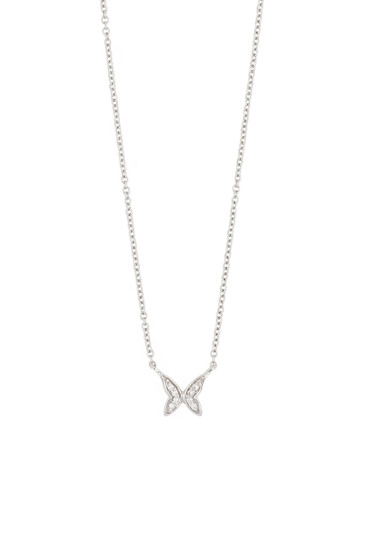 18K WHITE GOLD AND DIAMOND BUTTERFLY PENDANT NECKLACE