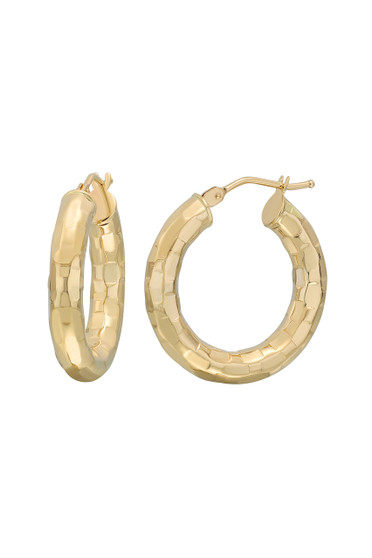 14K HAMMERED FINISH HOOP EARRINGS