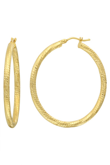 14K  TEXTURED HOOP EARRINGS