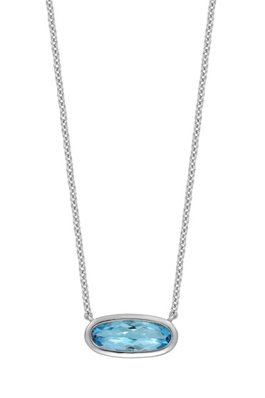 14K BLUE TOPAZ WG PENDANT NECKLACE