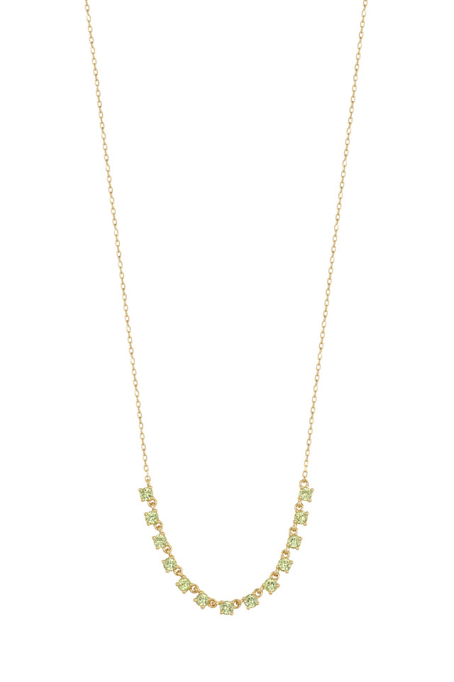 14K Yellow Gold Frontal Peridot Bony Levy Color Necklace