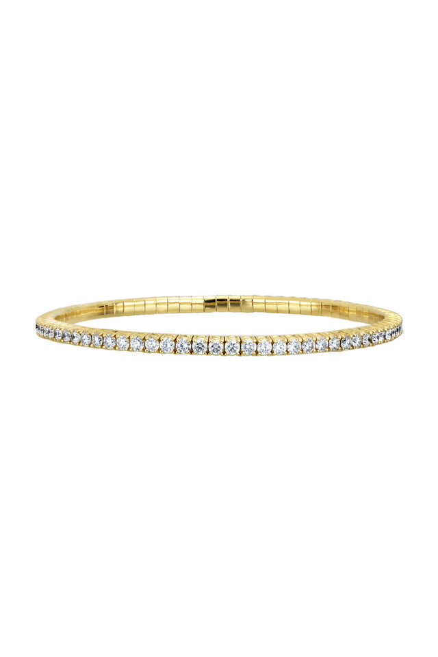 18K Yellow Gold Diamond Audrey Stretch Bangle Bracelet