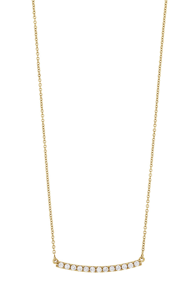 14K Yellow Gold Bony Levy Diamond Bar Pendant Necklace