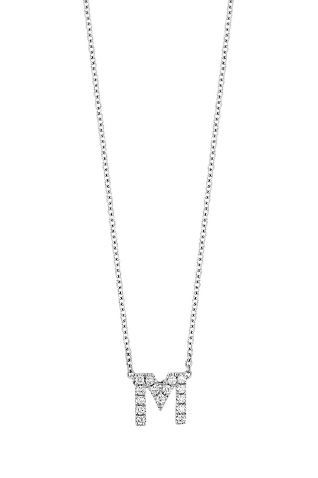 18K White Gold Pave Diamond Bony Levy Initial Necklace