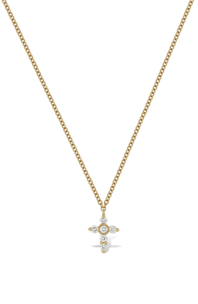 18K Yellow Gold Diamond Bony Levy Cross Necklace 