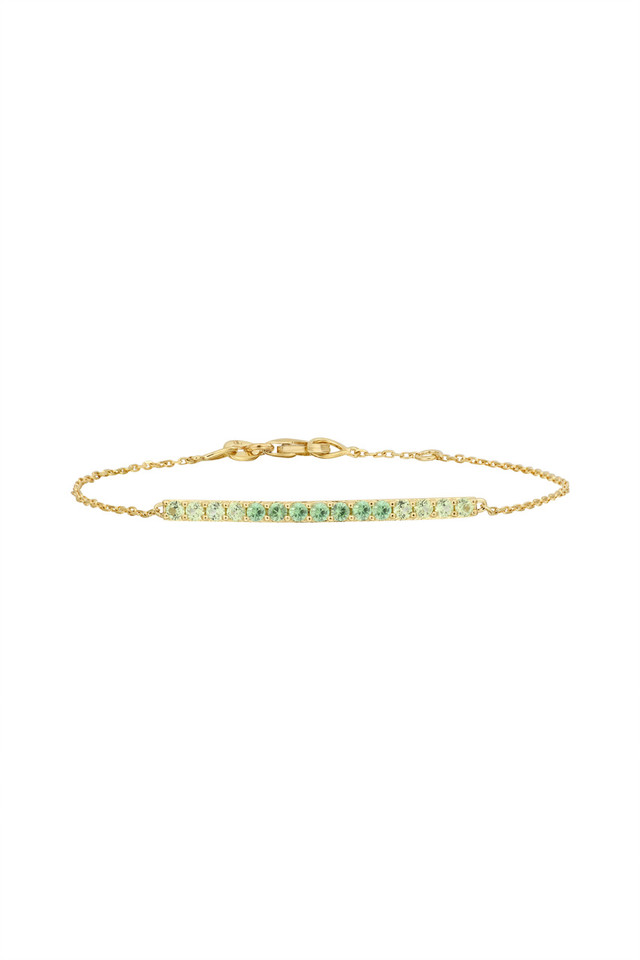 14K Yellow Gold Peridot & Garnet Bony Levy Color Line Bracelet