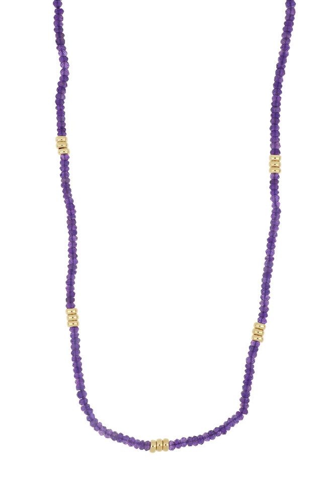 14K Yellow Gold El Mar Amethyst Bead Necklace