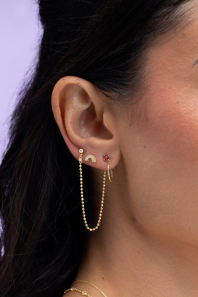 18K Yellow Gold Natural Diamond Bony Levy Icon Rainbow Stud Earrings