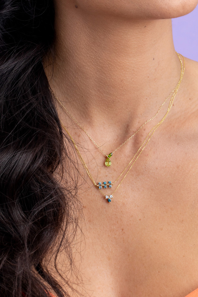 14K Yellow Gold Blue Topaz Bony Levy Color Pendant Necklace