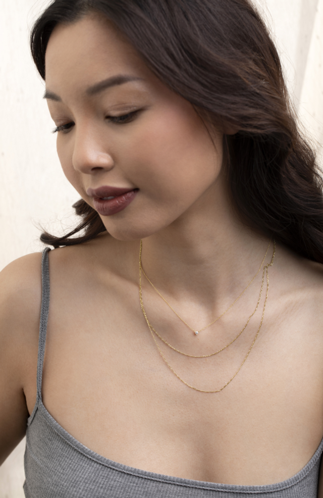 14K Yellow Gold Bony Levy Mini Figaro Necklace 