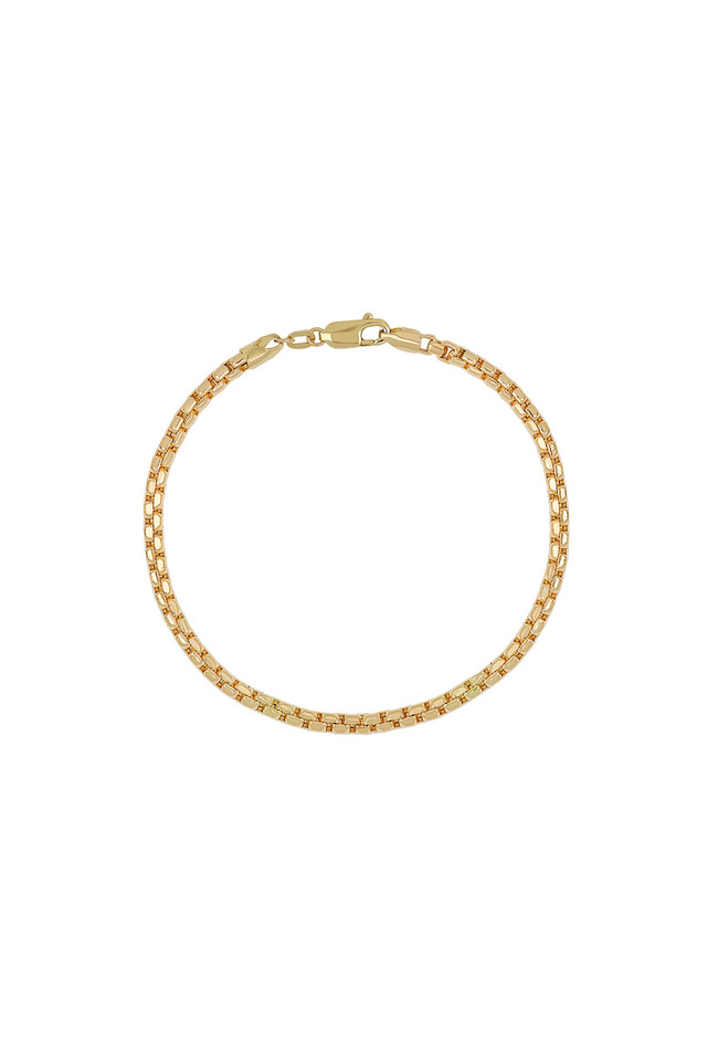 14K Yellow Gold Bony Levy Men's Box Chain Bracelet